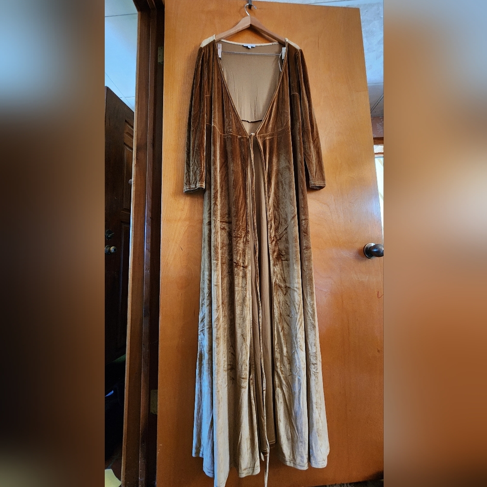 Baltic Born Golden Brown Velvet Maxi Dress